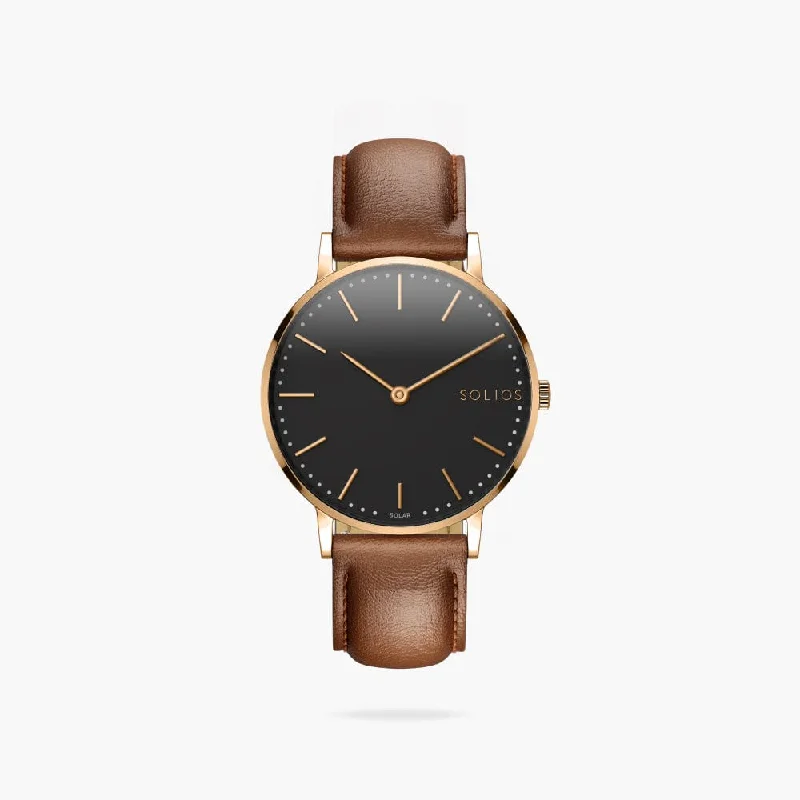 The Solar Classic | Black Dial - Rose Gold Case