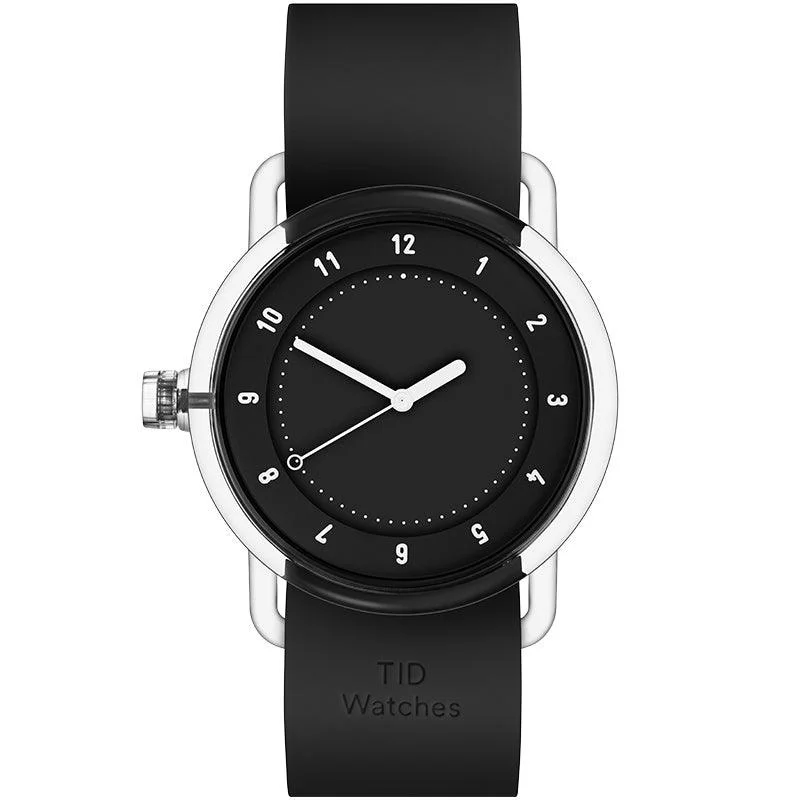 TID No.3 TR90 38mm Black / Black Silicone Strap / Transparent Buckle