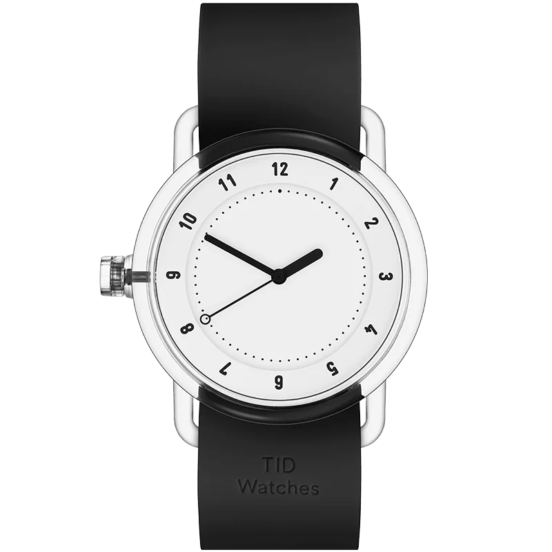 TID No.3 TR90 38mm White / Black Silicone Strap / Transparent Buckle