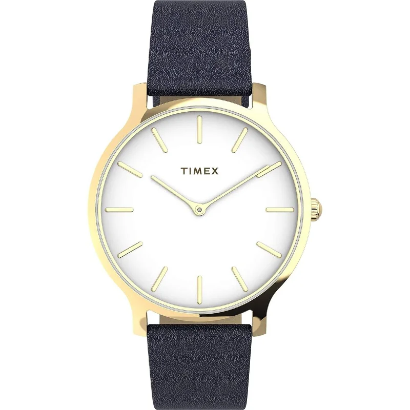 Timex Women's Dress Watch - Quartz White Dial Genuine Leather Strap | TW2V049009J