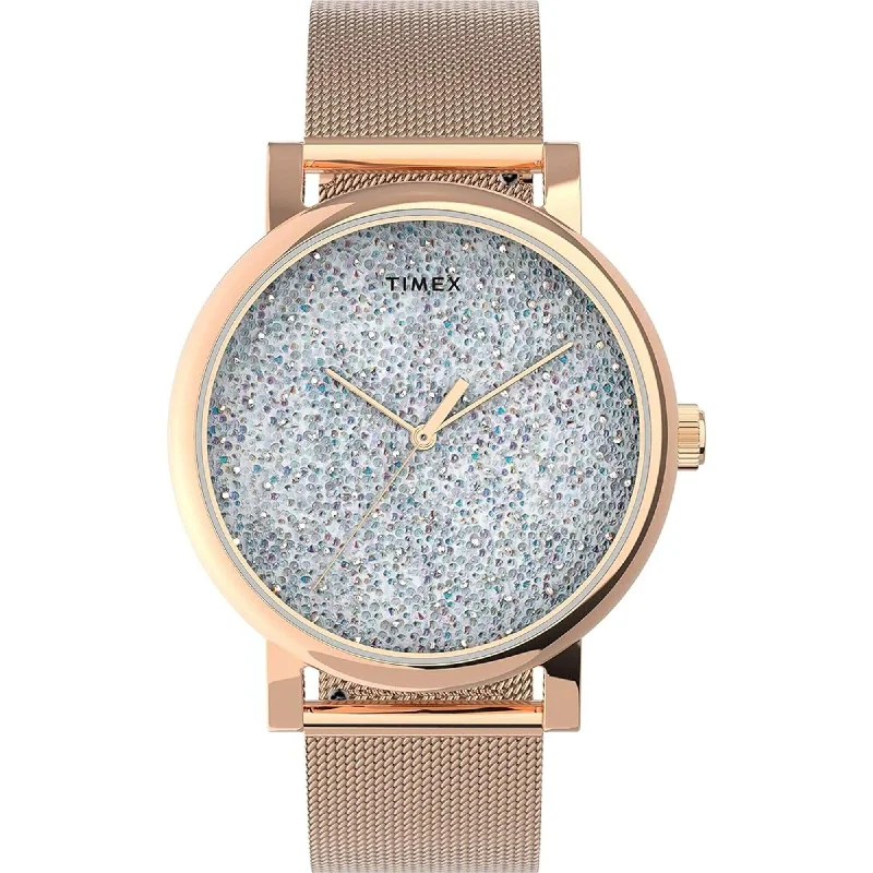 Timex Women's Watch - Crystal Opulence Rose Gold Steel Mesh Bracelet | TW2V31200VQ