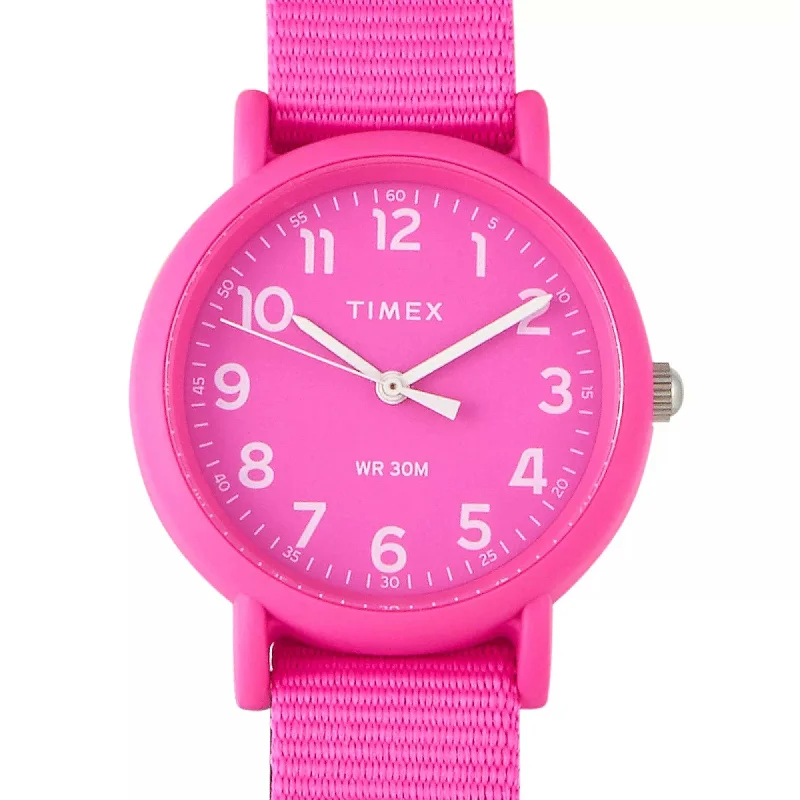 Timex Women's Watch - Weekender Quartz Resin Case Pink Dial Nylon Strap | TWG018100