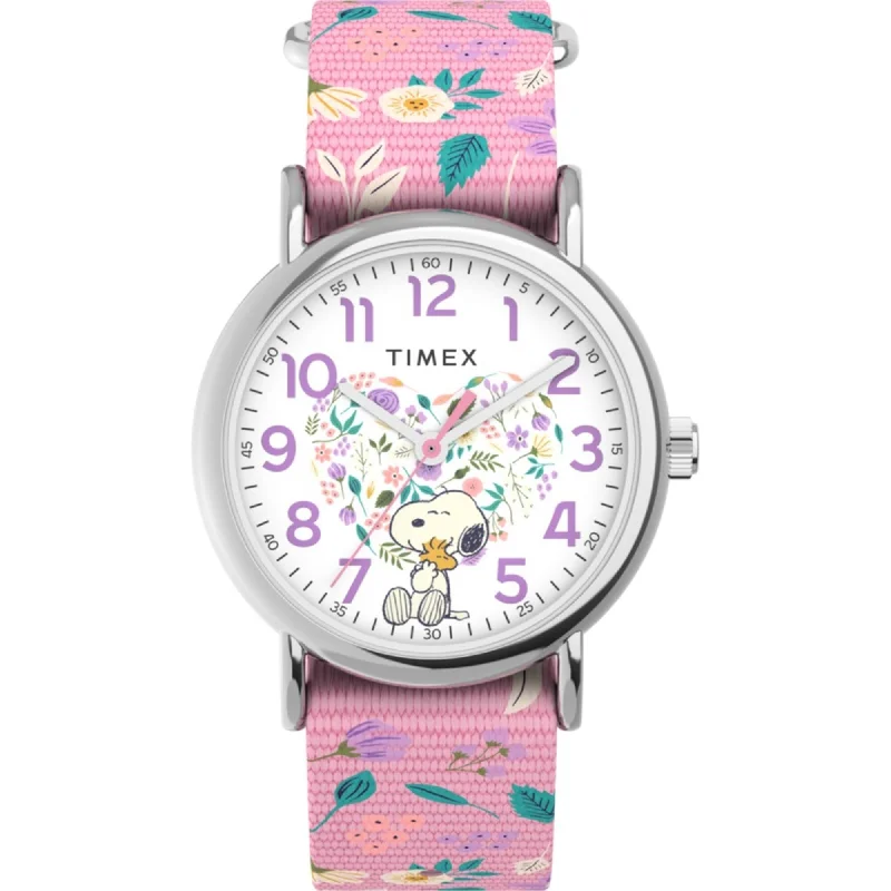 Timex Women's Watch - Weekender X Peanuts In Bloom Pink Fabric Strap | TW2V77800GP