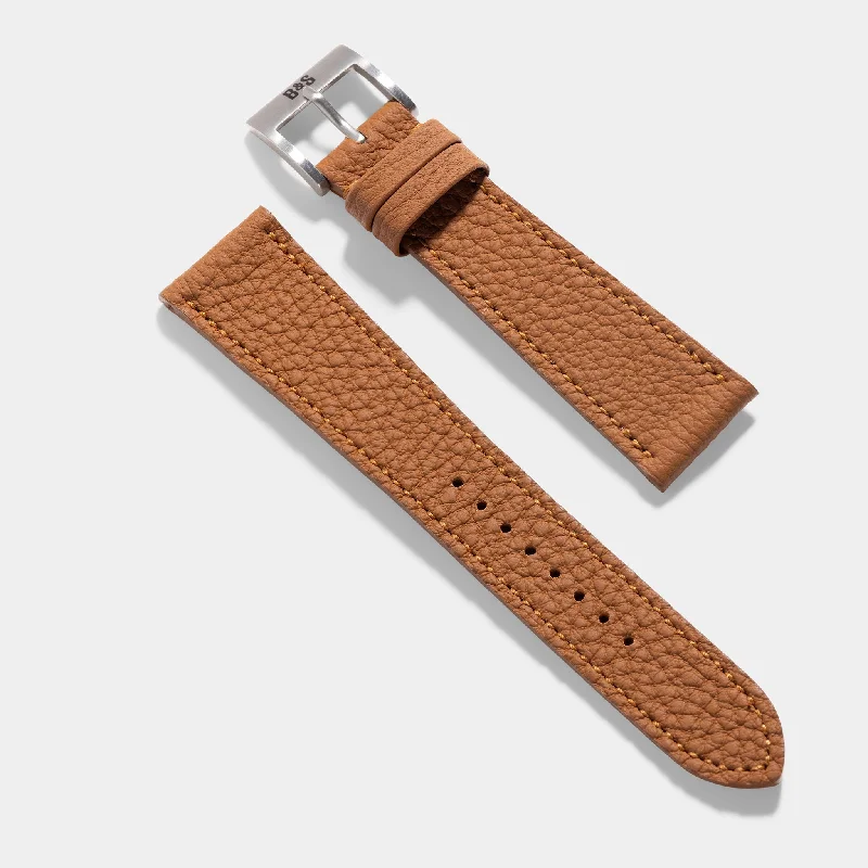 Togo Cognac Brown Tonal Leather Watch Strap