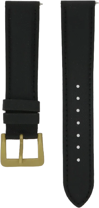 Ventus Black Leather Canvas Strap 20mm Brass Clasp