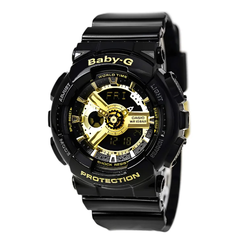 Casio Women's World Time Watch - Baby-G Black & Gold Ana-Digital Dial | BA110-1A