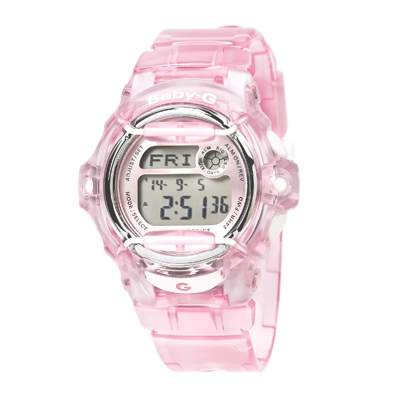 Casio Women's Alarm Watch - Baby-G Pink Transparent Strap Digital Dial | BG169R-4