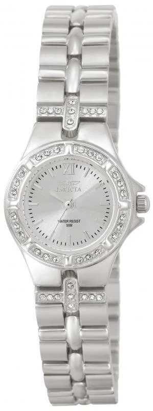 Invicta 0132 Women's Steel Bracelet Swiss Quartz Wildflower Crystal Silver Dial Watch