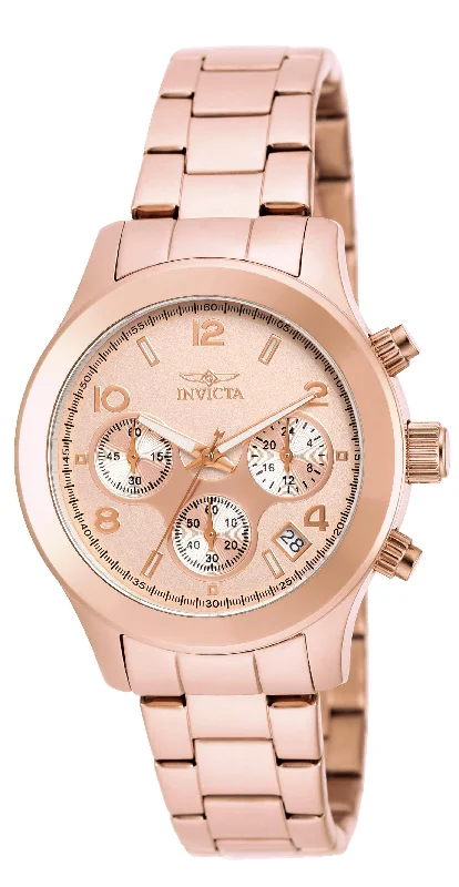 Invicta 19218 Women's Angel Rose Gold Dial Rose Gold Plated Steel Bracelet Chronograph Watch