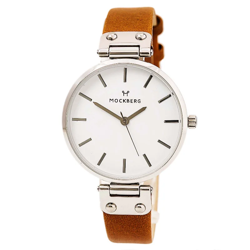 Mockberg MO1006 Women's Wera Brown Leather Strap Quartz White Dial Watch