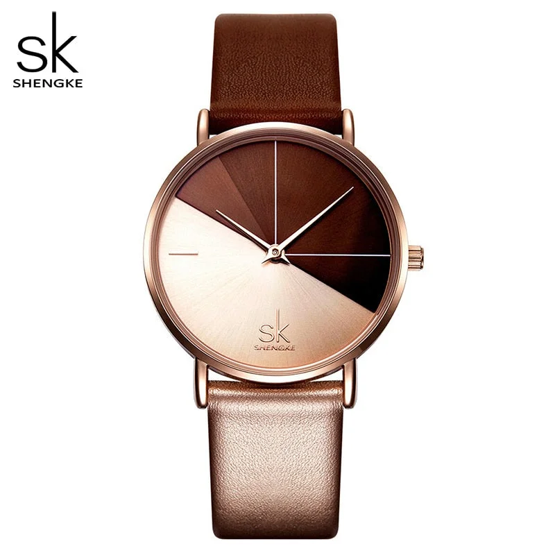 Women's Watches Fashion Leather Wrist Watch Vintage Ladies Watch Irregular Clock