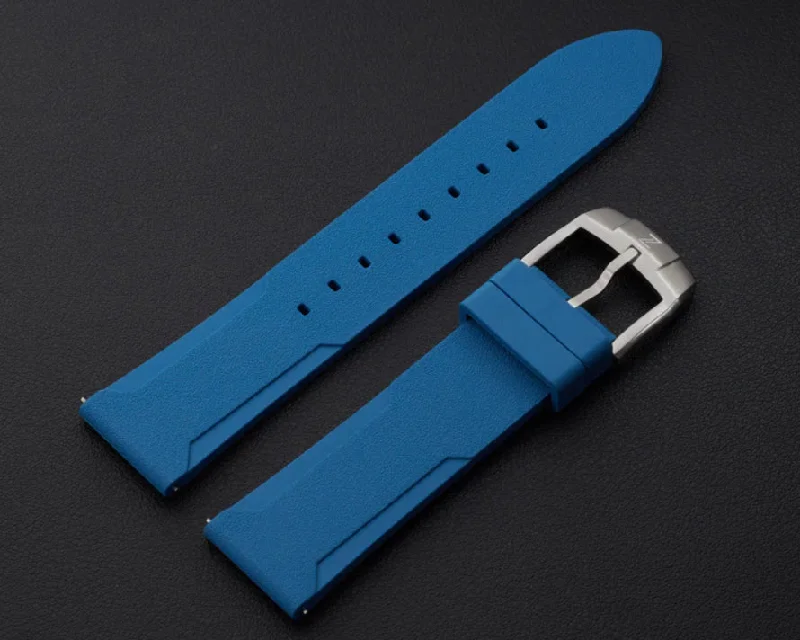 Zelos Blue FKM Rubber Strap 22mm Steel Clasp